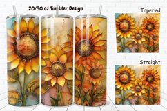3D Alcohol Ink Sunflowers 20/30oz Skinny Tumbler Product Image 1