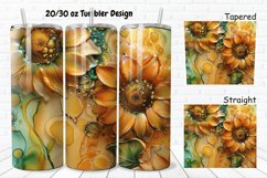 3D Alcohol Ink Sunflowers 20/30oz Skinny Tumbler Product Image 1
