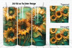 3D Alcohol Ink Sunflowers 20/30oz Skinny Tumbler Product Image 1