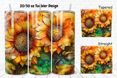 3D Alcohol Ink Sunflowers 20/30oz Skinny Tumbler Product Image 1