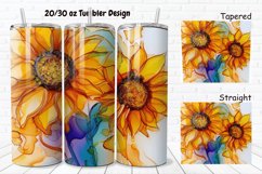 3D Alcohol Ink Sunflowers 20/30oz Skinny Tumbler Product Image 1