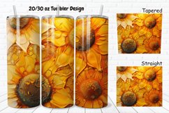 3D Alcohol Ink Sunflowers 20/30oz Skinny Tumbler Product Image 1