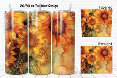 3D Alcohol Ink Sunflowers 20/30oz Skinny Tumbler Product Image 1
