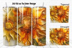 3D Alcohol Ink Sunflowers 20/30oz Skinny Tumbler Product Image 1