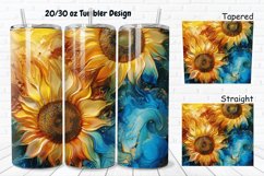 3D Alcohol Ink Sunflowers 20/30oz Skinny Tumbler Product Image 1