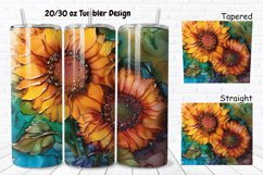 3D Alcohol Ink Sunflowers 20/30oz Skinny Tumbler Product Image 1
