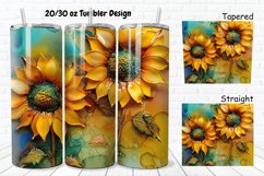 3D Alcohol Ink Sunflowers 20/30oz Skinny Tumbler Product Image 1