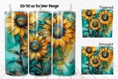 3D Alcohol Ink Sunflowers 20/30oz Skinny Tumbler Product Image 1