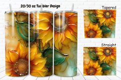 3D Alcohol Ink Sunflowers 20/30oz Skinny Tumbler Product Image 1
