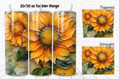 3D Alcohol Ink Sunflowers 20/30oz Skinny Tumbler Product Image 1