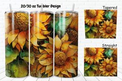 3D Alcohol Ink Sunflowers 20/30oz Skinny Tumbler Product Image 1