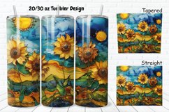 3D Alcohol Ink Sunflowers 20/30oz Skinny Tumbler Product Image 1