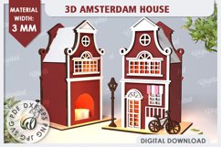 3D Amsterdam House Laser Cut. Candle Holder SVG Product Image 1
