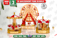 3D Amusement Park Laser Cut Bundle|Mini Vintage Carousel|CNC Product Image 1
