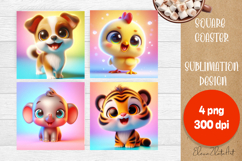 Funny animal 3d Coaster Sublimation| 3d animal Coasters Product Image 1