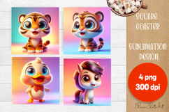 Funny animal 3d Coaster Sublimation| 3d animal Coasters Product Image 1