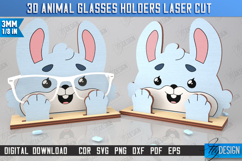 3D Glasses Holder Laser Cut | Eyeglass Stand | Bunny Face Product Image 1