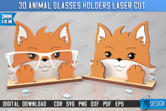 3D Glasses Holder Laser Cut | Eyeglass Stand | Fox Face |CNC Product Image 1
