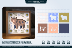 3D Bear Folk Art SVG Shadow Box Product Image 1