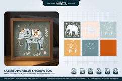 3D Elephant Folk Art SVG Shadow Box Product Image 1