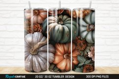 3D Autumn Fall Floral Pumpkins 20/30oz Skinny Tumbler Product Image 1