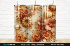 3D Autumn Fall Floral Pumpkins 20/30oz Skinny Tumbler Product Image 1