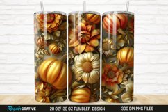 3D Autumn Fall Floral Pumpkins 20/30oz Skinny Tumbler Product Image 1