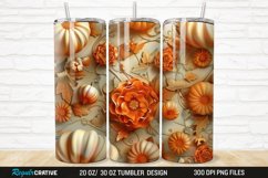 3D Autumn Fall Floral Pumpkins 20/30oz Skinny Tumbler Product Image 1