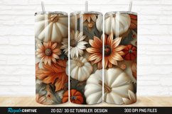 3D Autumn Fall Floral Pumpkins 20/30oz Skinny Tumbler Product Image 1