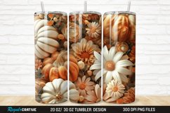 3D Autumn Fall Floral Pumpkins 20/30oz Skinny Tumbler Product Image 1