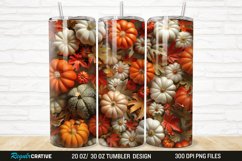 3D Autumn Fall Floral Pumpkins 20/30oz Skinny Tumbler Product Image 1