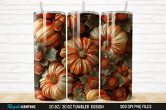 3D Autumn Fall Floral Pumpkins 20/30oz Skinny Tumbler Product Image 1
