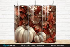 3D Autumn Fall Floral Pumpkins 20/30oz Skinny Tumbler Product Image 1
