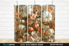 3D Autumn Fall Floral Pumpkins 20/30oz Skinny Tumbler Product Image 1