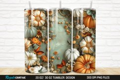3D Autumn Fall Floral Pumpkins 20/30oz Skinny Tumbler Product Image 1