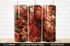 3D Autumn Fall Floral Pumpkins 20/30oz Skinny Tumbler Product Image 1