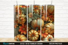 3D Autumn Fall Floral Pumpkins 20/30oz Skinny Tumbler Product Image 1