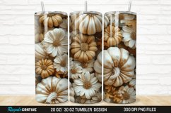 3D Autumn Fall Floral Pumpkins 20/30oz Skinny Tumbler Product Image 1