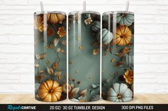 3D Autumn Fall Floral Pumpkins 20/30oz Skinny Tumbler Product Image 1