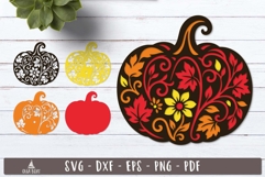 3d Autumn Floral Pumpkin Layered SVG design