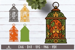 3d Autumn Lantern Candle Layered SVG design