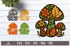 3d Autumn Mushroom Layered SVG design