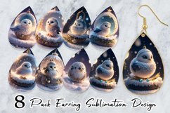 3D Baby Bird with Christmas snow Earring teardrop sublimatio Product Image 1