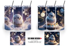 3D Baby Bird with Christmas snow | Tumbler Sublimation Wrap Product Image 3