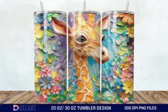 3D Baby Giraffe With Flowers Tumbler Wrap Product Image 1