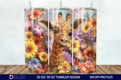 3D Baby Giraffe With Flowers Tumbler Wrap Product Image 1