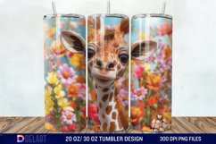 3D Baby Giraffe With Flowers Tumbler Wrap Product Image 1