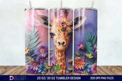 3D Baby Giraffe With Flowers Tumbler Wrap Product Image 1