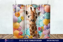 3D Baby Giraffe With Flowers Tumbler Wrap Product Image 1