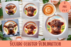 3D Baby Highland Cow Coaster Sublimation |cute animal Product Image 1